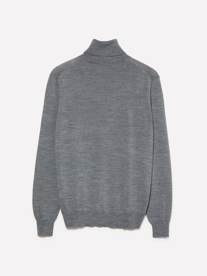 Pull gris foncé chiné à col montant - pulls col montant pour homme - Gris | Sisley image number 2